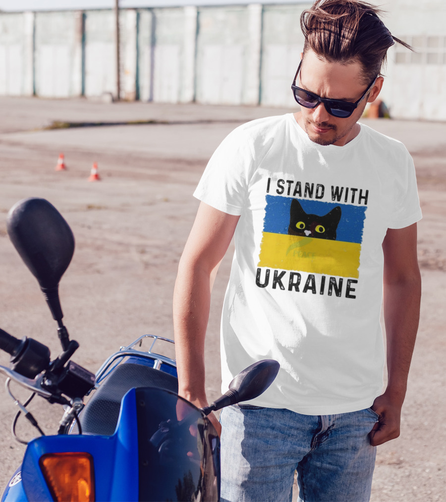 I Stand With Ukraine Cat Peace Symbol T-Shirt
