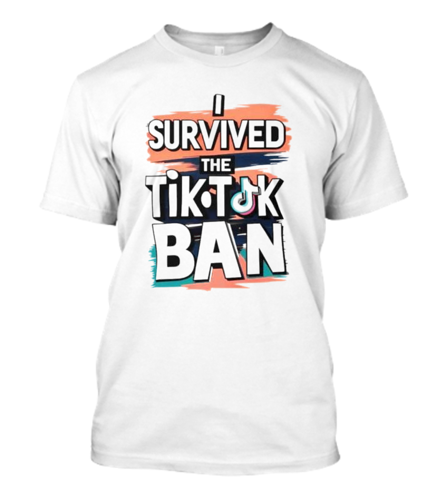 I Survived The TikTok Ban Colorful Retro Style Text With Icon T-Shirt
