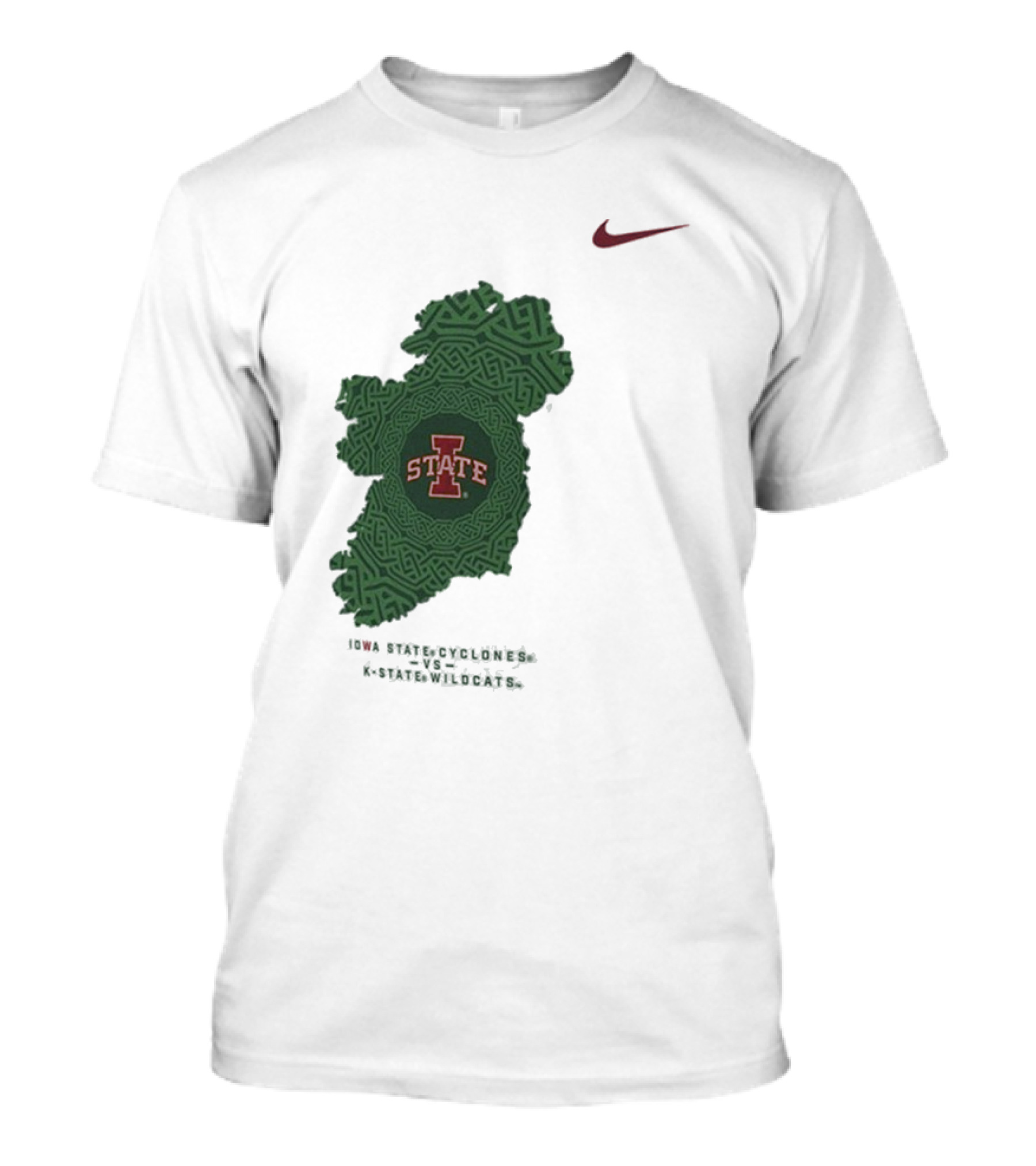 Iowa State Vs K-State Nike Aer Lingus Classic Ireland Map Design T-Shirt