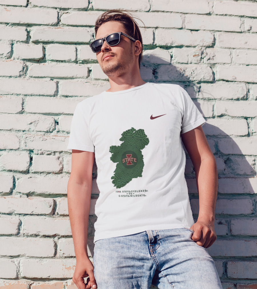 Iowa State Vs K-State Nike Aer Lingus Classic Ireland Map Design T-Shirt