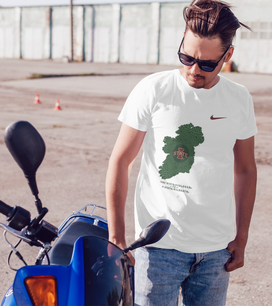 Iowa State Vs K-State Nike Aer Lingus Classic Ireland Map Design T-Shirt