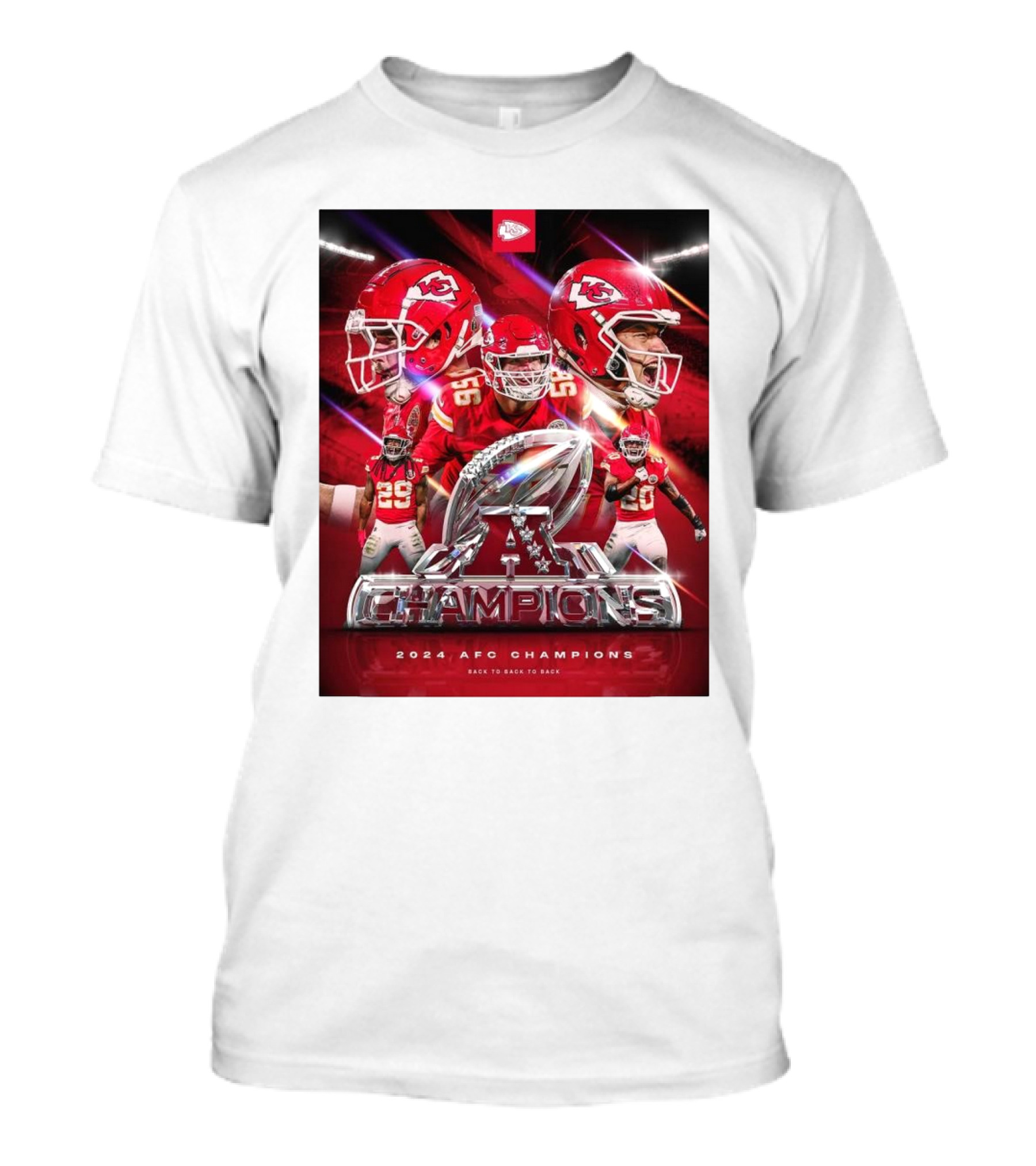 Kansas City Chiefs 2024 AFC Champions Back To Back To Back T-Shirt