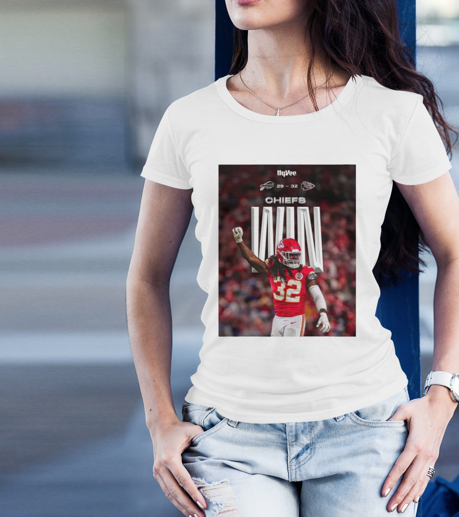 Kansas City Chiefs Win Over Buffalo Bills NFL Final Score 29-32 HyVee T-Shirt