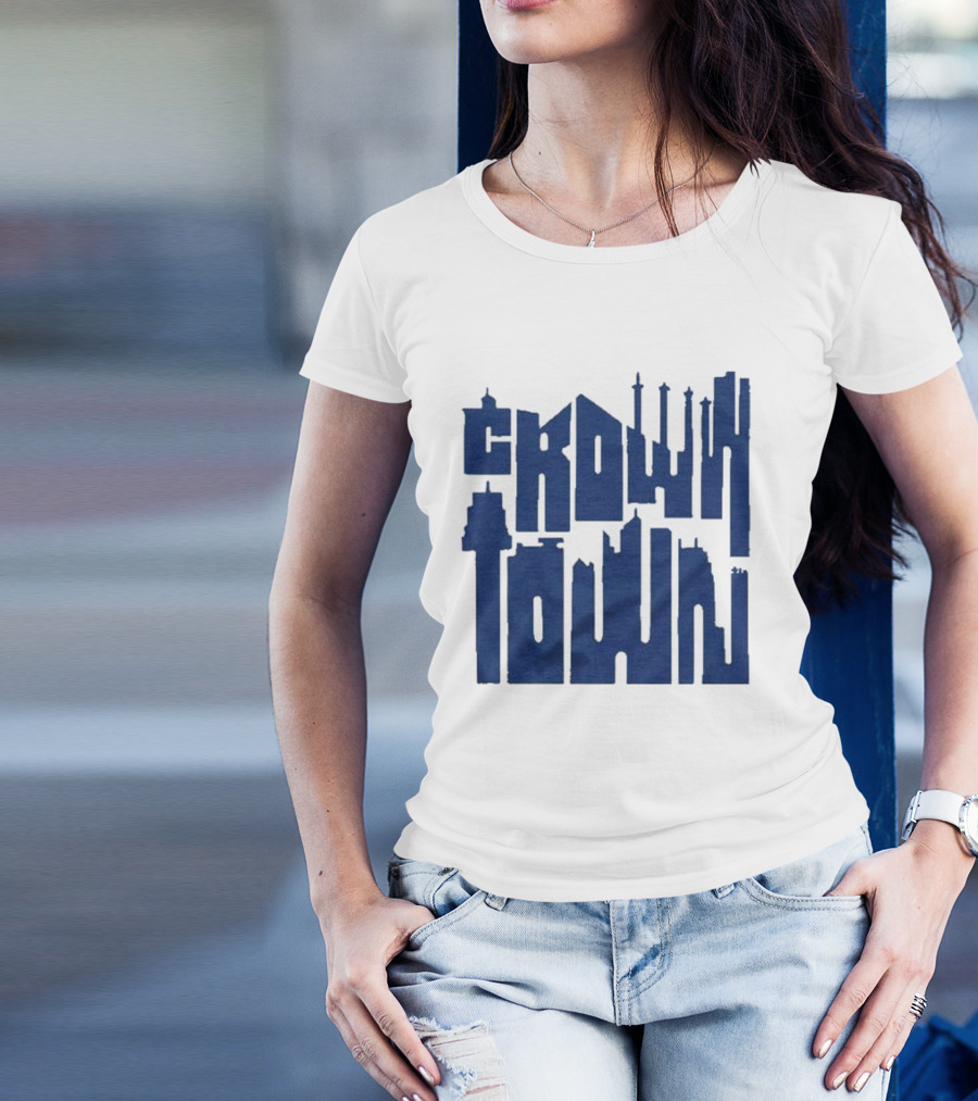 Kansas City Royals Crown Town Skyline Text Art T-Shirt