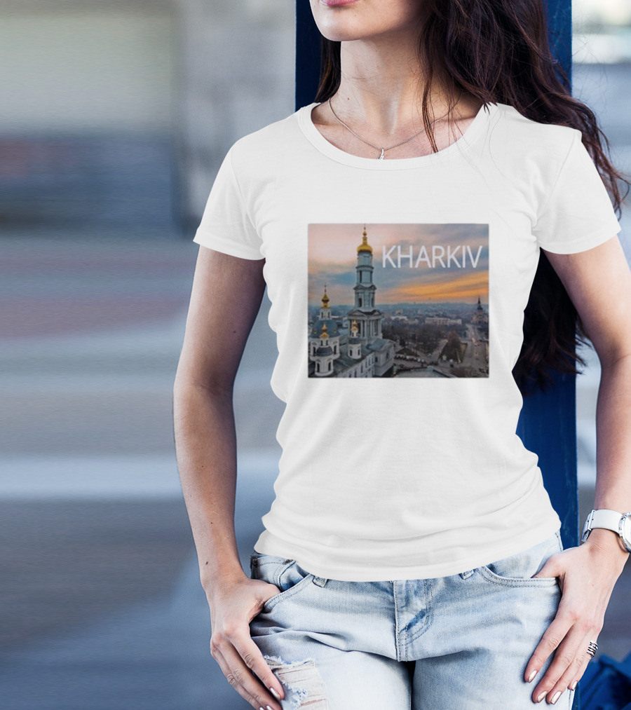 Kharkiv City Skyline With Famous Cathedral Sunset View T-Shirt