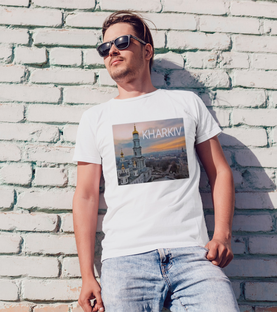 Kharkiv City Skyline With Famous Cathedral Sunset View T-Shirt