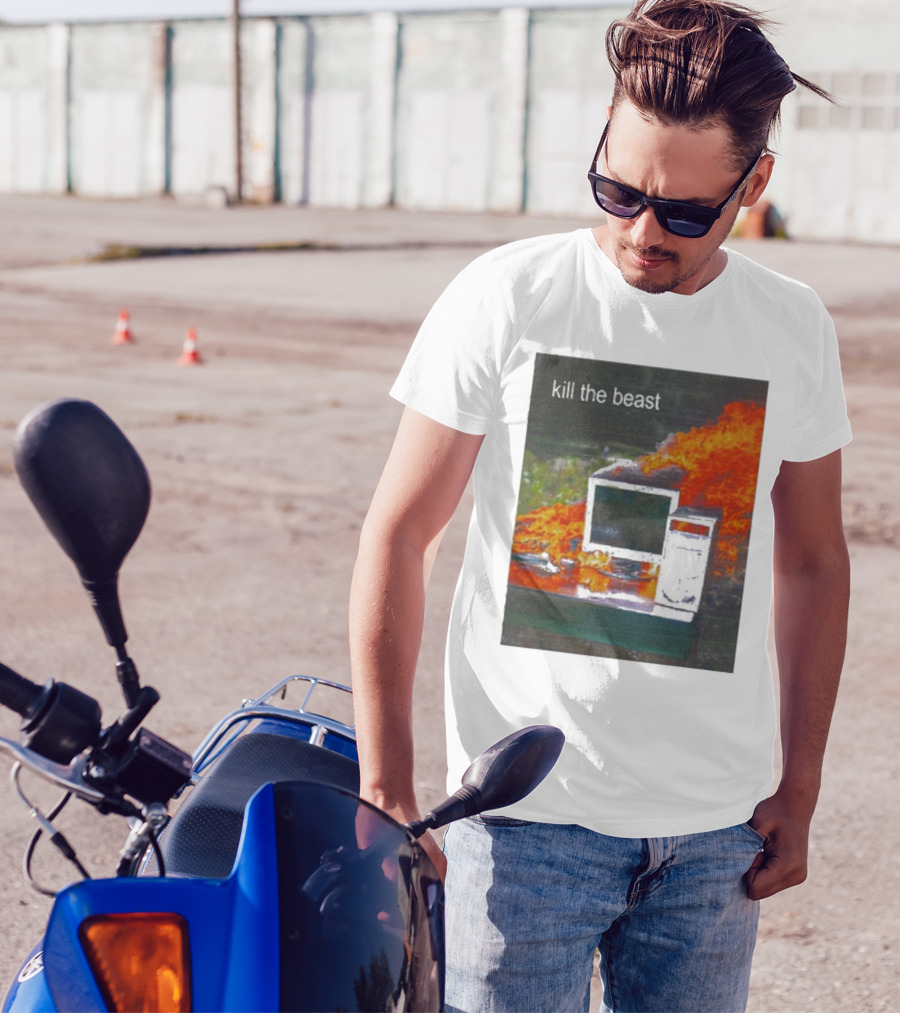 Kill The Beast Burning Computer Monit T-Shirt