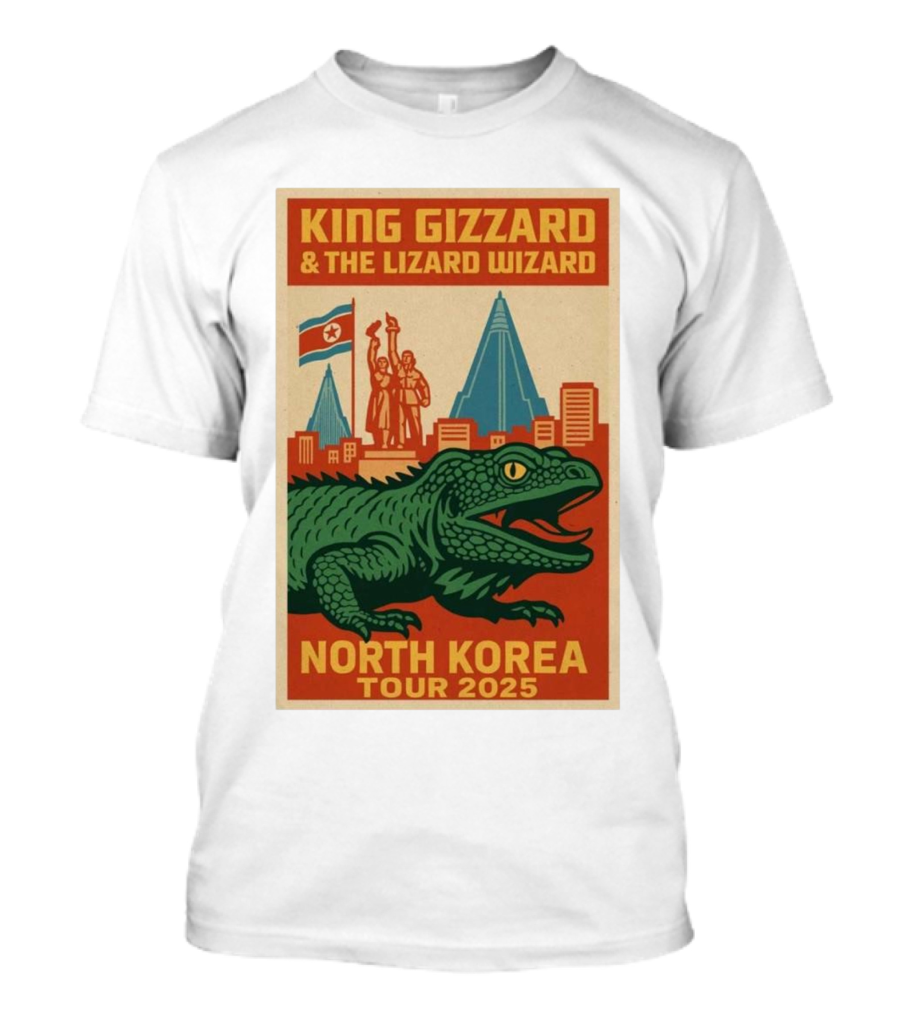 King Gizzard & The Lizard Wizard North Korea Tour 2025 Pyongyang Monument Lizard T-Shirt