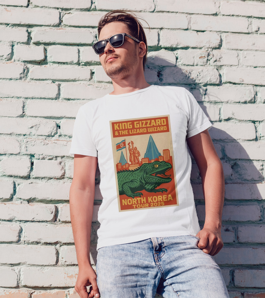 King Gizzard & The Lizard Wizard North Korea Tour 2025 Pyongyang Monument Lizard T-Shirt