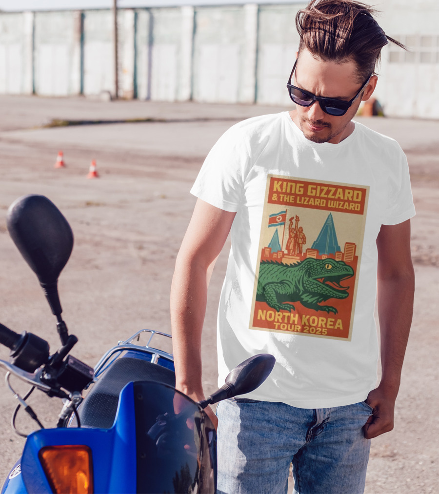 King Gizzard & The Lizard Wizard North Korea Tour 2025 Pyongyang Monument Lizard T-Shirt