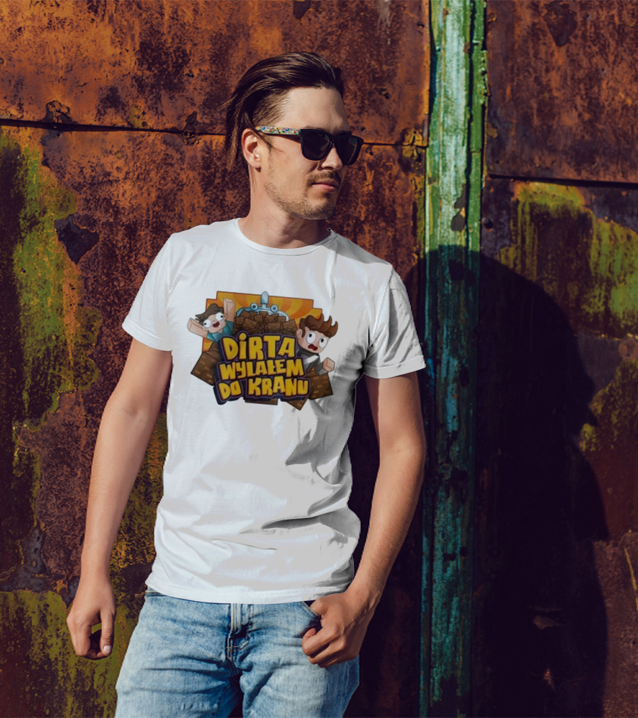 Koszulka Dirta Wylalem Do Kranu Zabawny Motyw Bloki Kreskówkowe T-Shirt