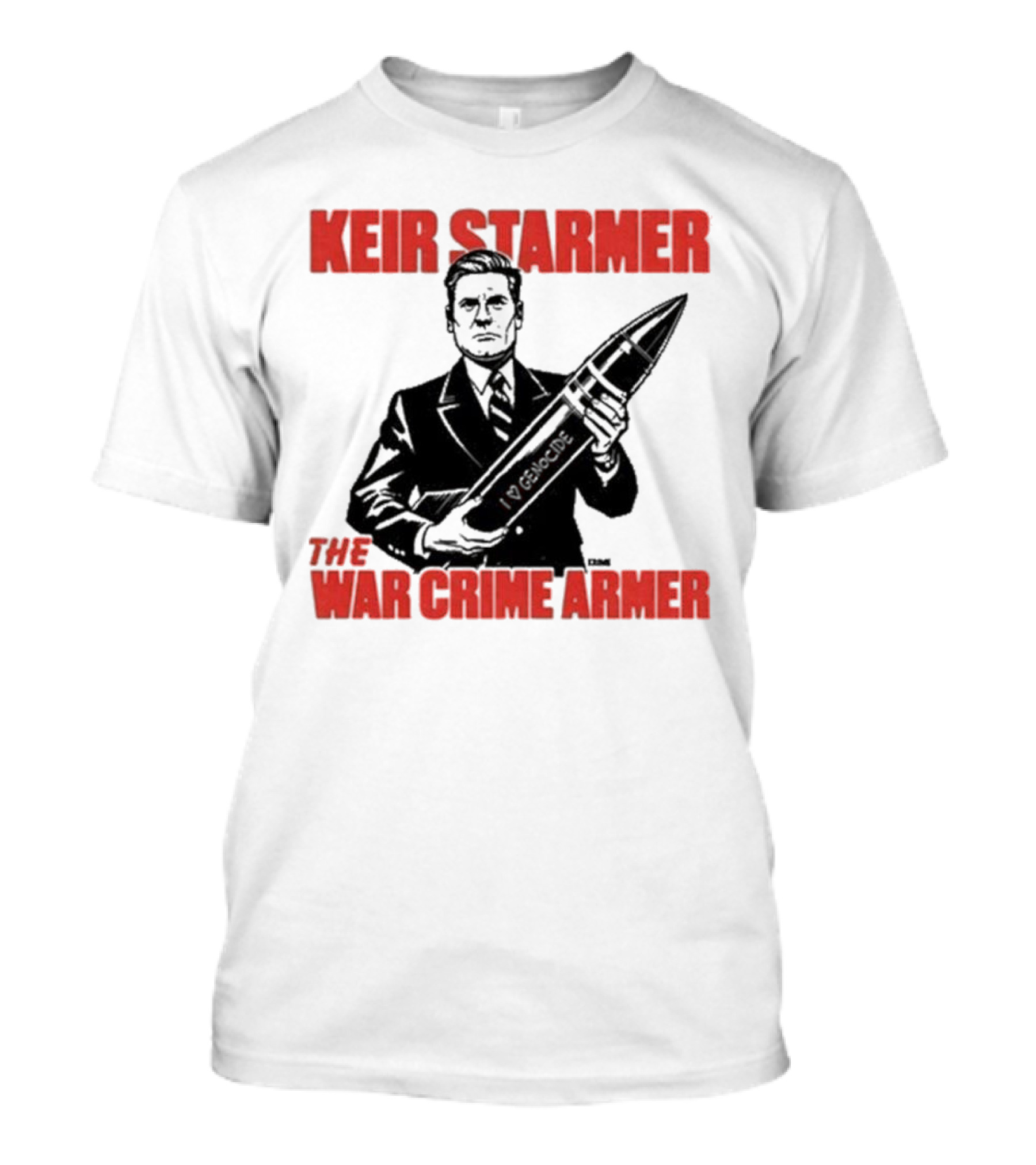 Keir Starmer The War Crime Armer Rocket Sketch T-Shirt