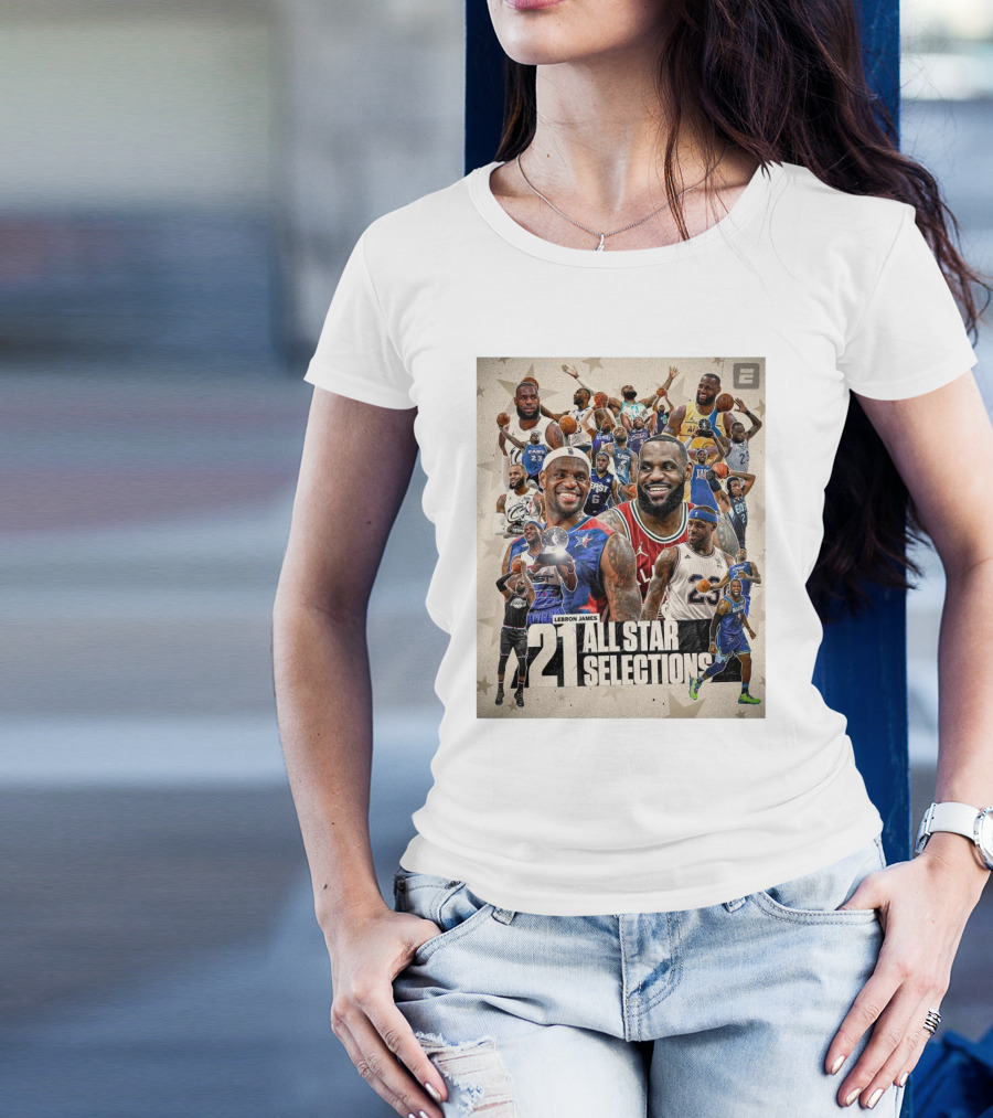 Lebron James 21 All Star Selections Celebrating Iconic NBA Career Highlights T-Shirt