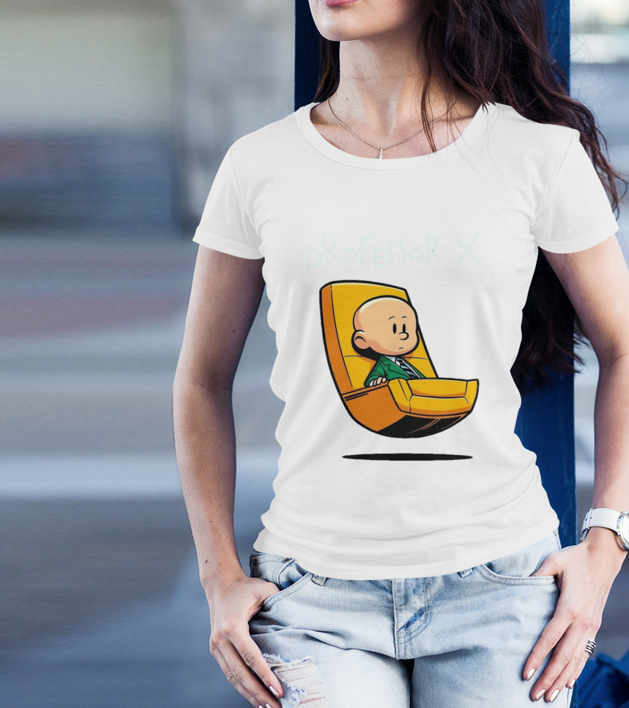Professor X Cartoon Style In Yellow Chair T-Shirt