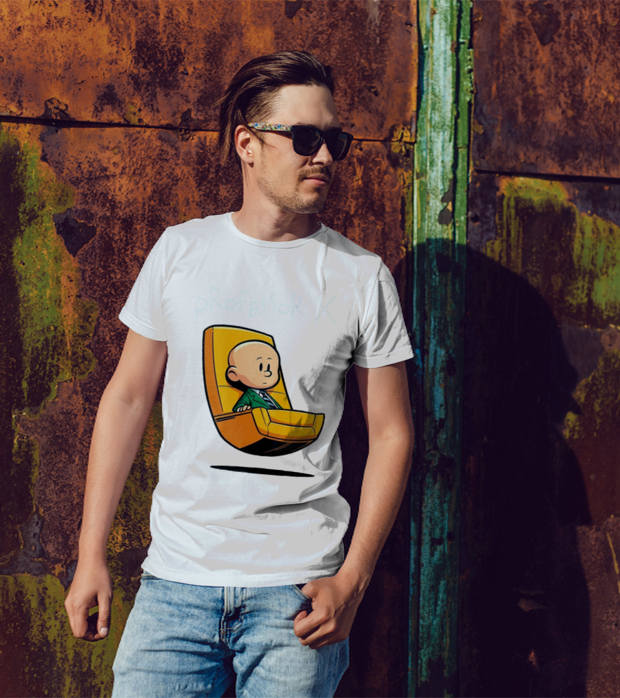 Professor X Cartoon Style In Yellow Chair T-Shirt