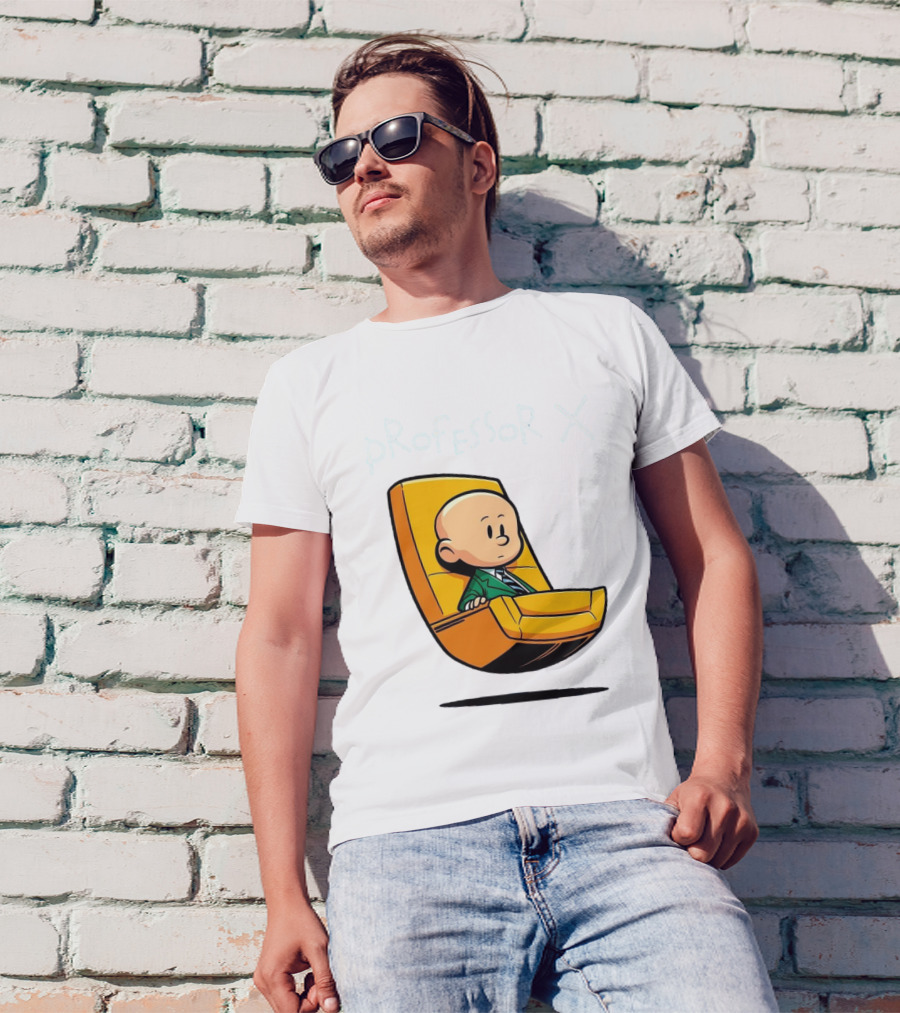 Professor X Cartoon Style In Yellow Chair T-Shirt