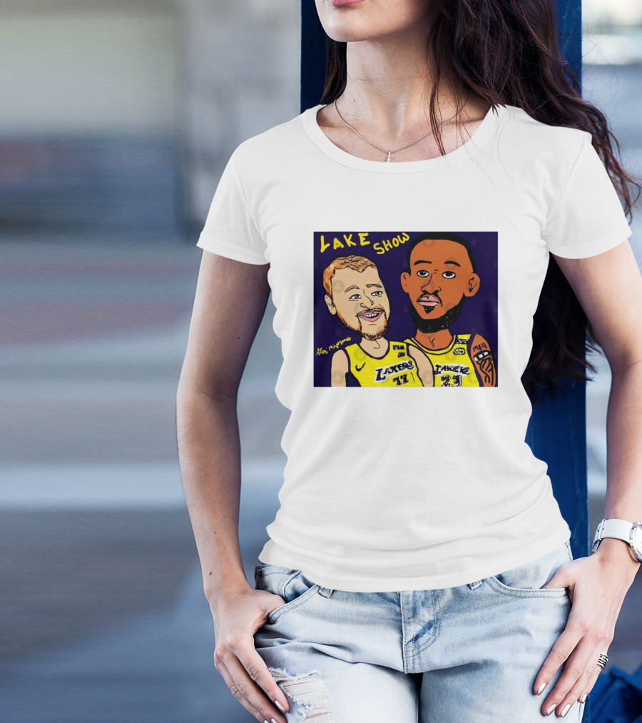 LeBron James And Luka Dončić Lake Show Lakers Cartoon Art 23 77 T-Shirt