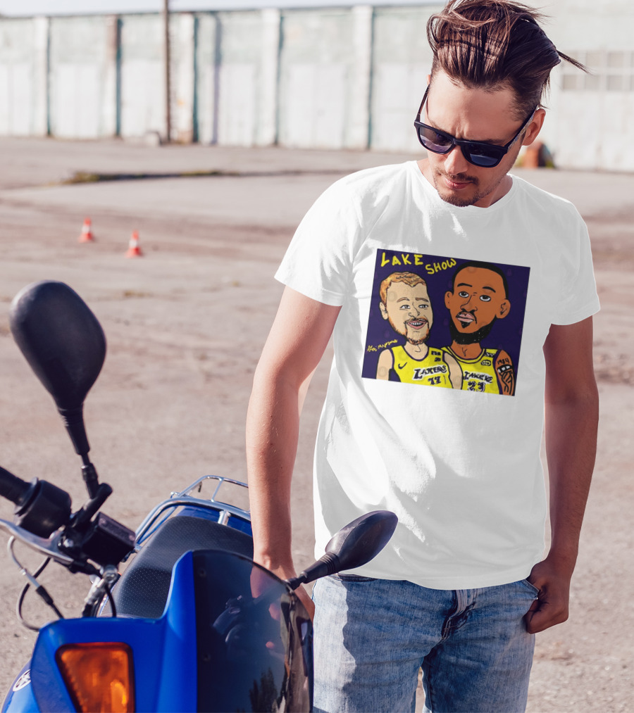 LeBron James And Luka Dončić Lake Show Lakers Cartoon Art 23 77 T-Shirt