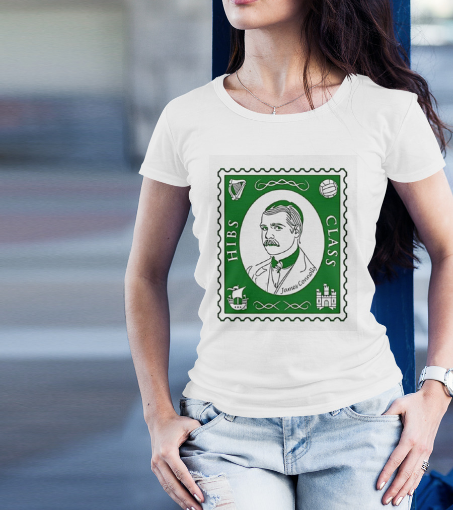 James Connolly Hibs Class Stamp With Harp, Ball, Ship, Castle Symbols T-Shirt