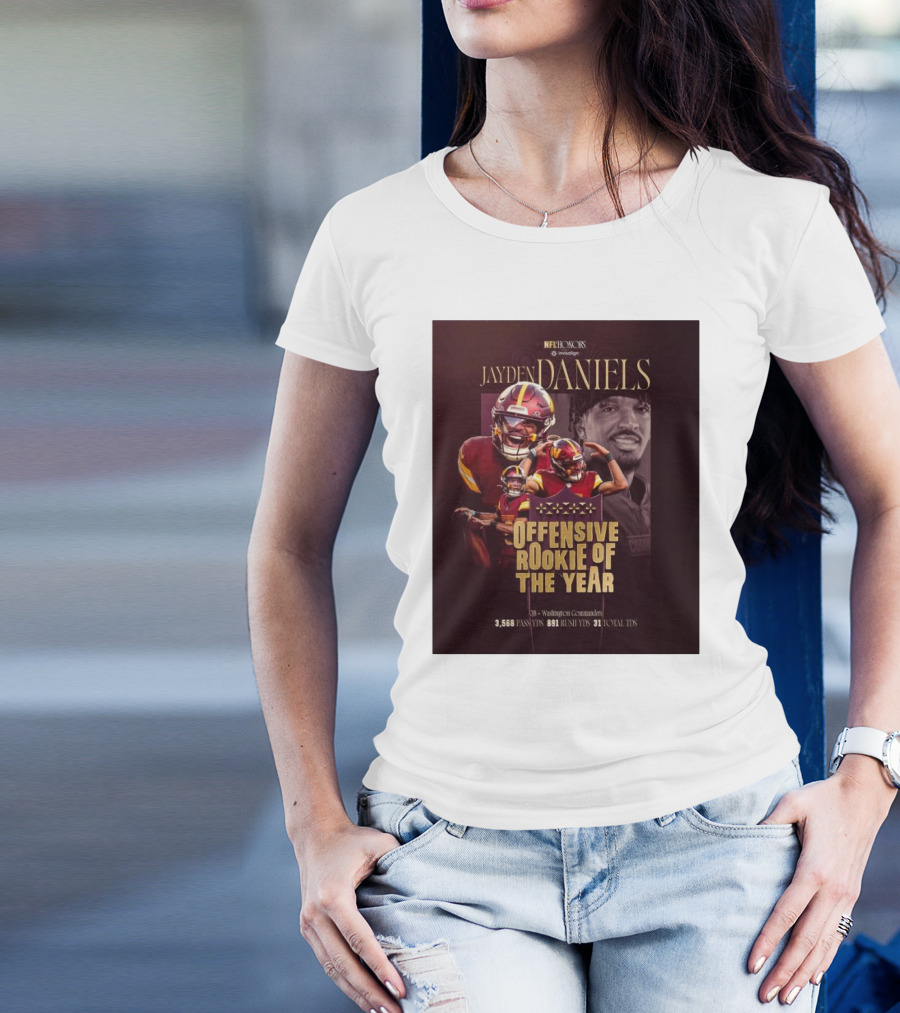 NFL Honors Jayden Daniels Washington Commanders Offensive Rookie Of The Year 3,568 Pass YDs 891 Rush YDs 31 Total TDs T-Shirt