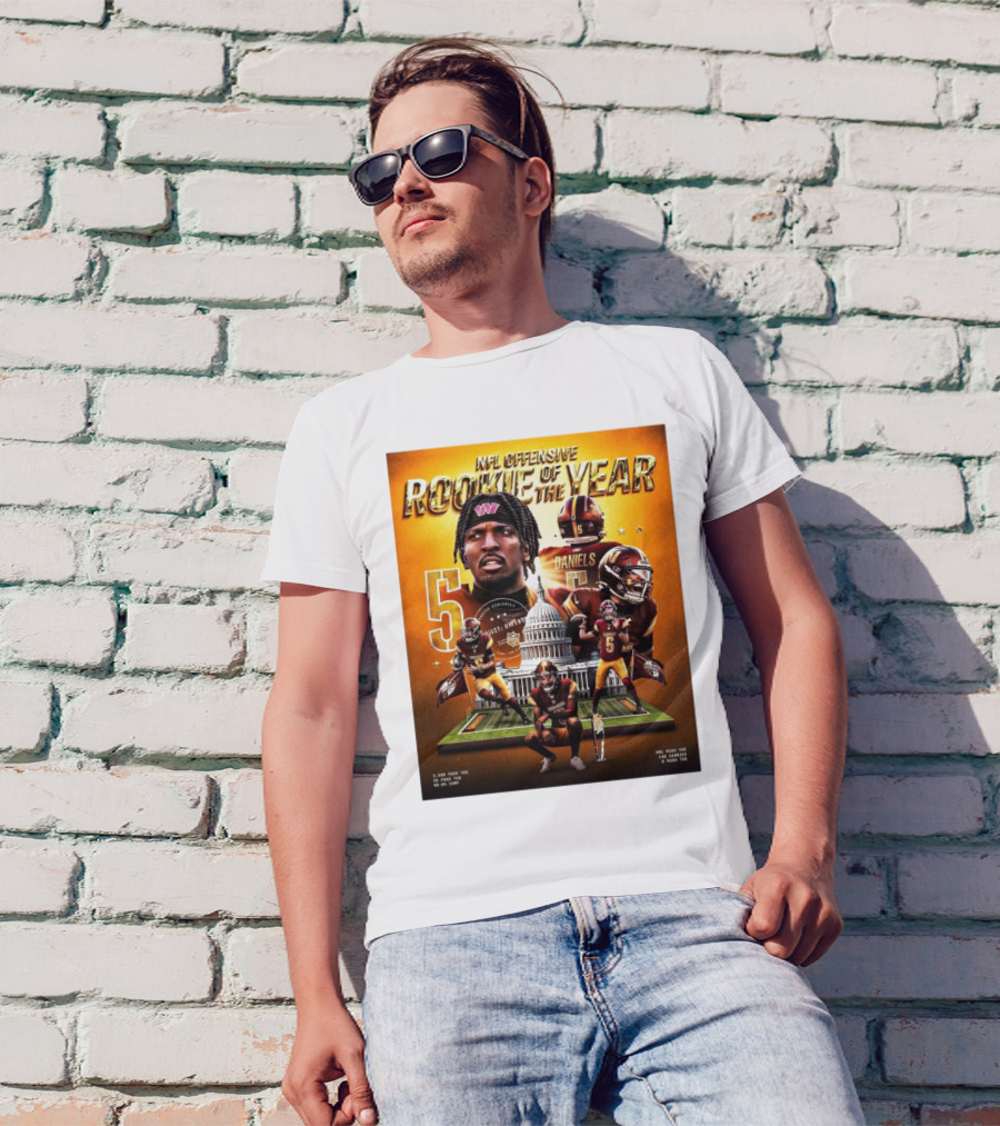 NFL Offensive Rookie Of The Year Jayden Daniels Washington Commanders 1,568 Pass YDs 14 Games 6 Rush TDs T-Shirt