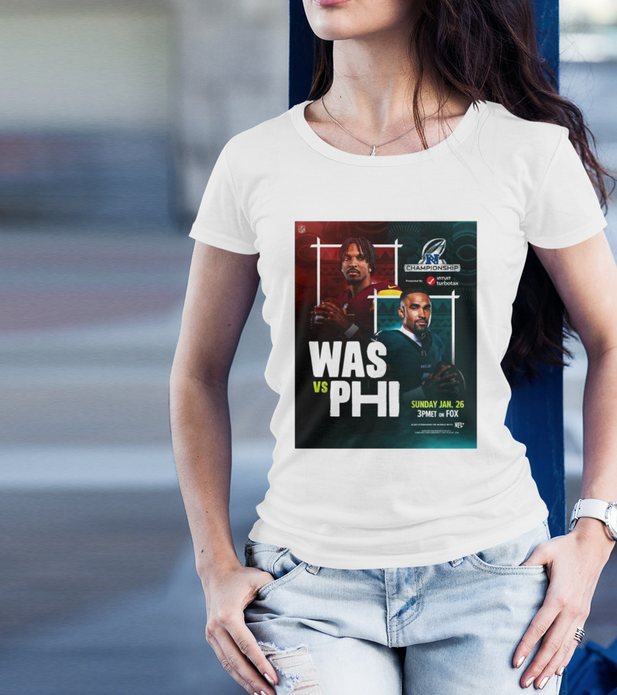 Jayden Daniels Washington Commanders Vs Jalen Hurts Philadelphia Eagles NFC Championship Sunday Jan 26 3PM ET On Fox T-Shirt