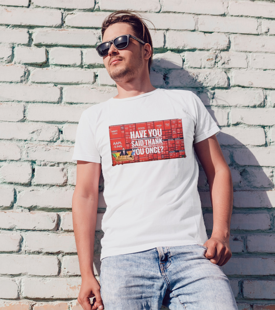 JD Vance Have You Said Thank You Once Stock Market Red Decline Background T-Shirt
