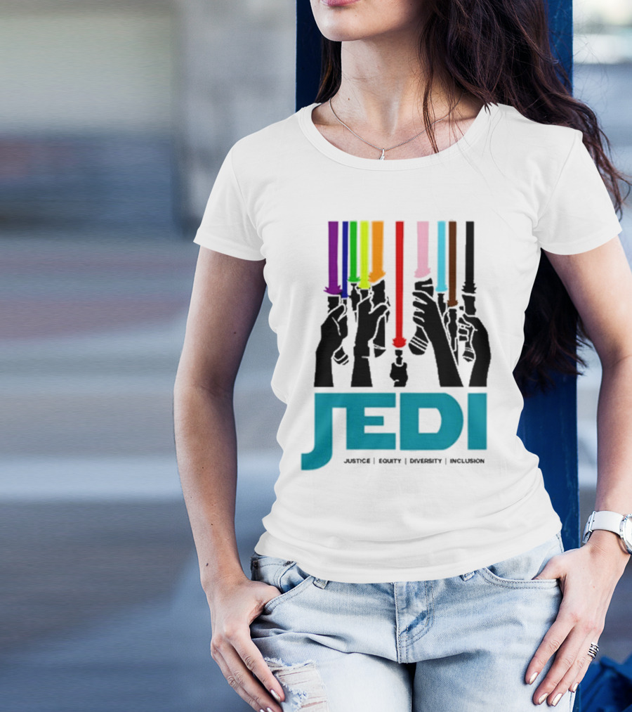 Jedi Justice Equity Diversity Inclusion Lightsaber Colors T-Shirt