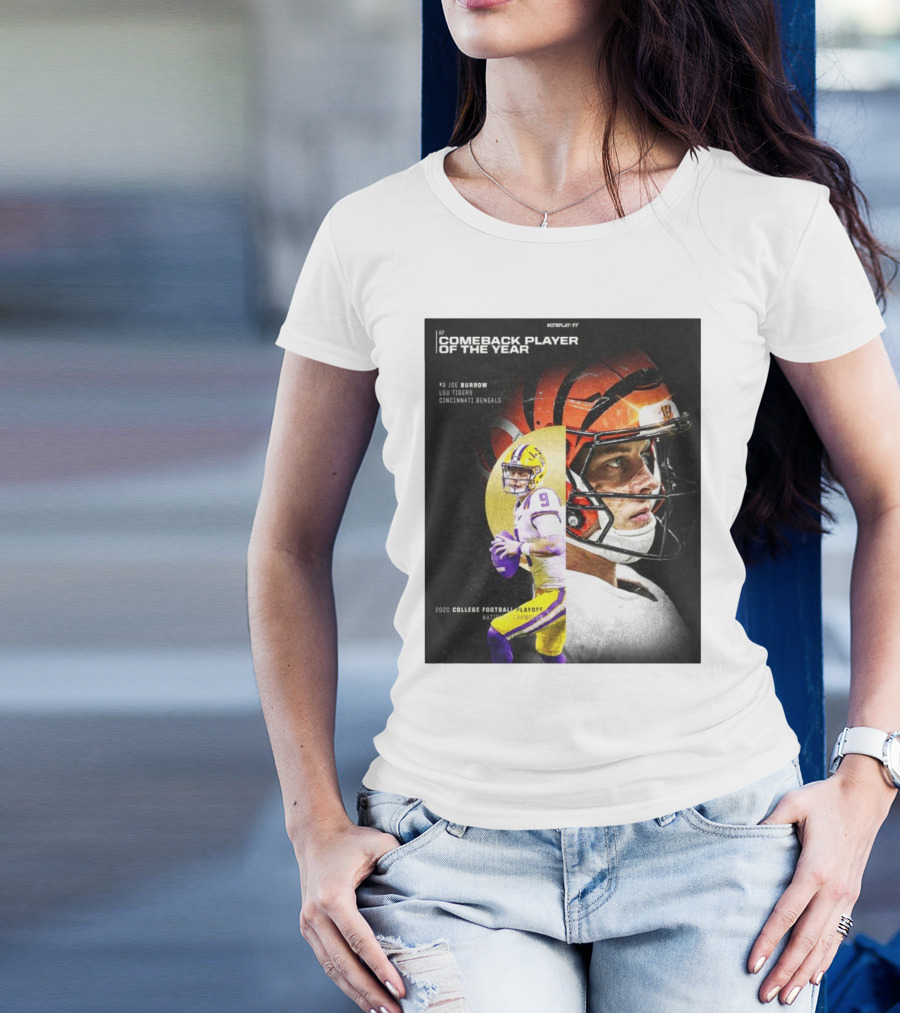 AP Comeback Player Of The Year Joe Burrow LSU Tigers Cincinnati Bengals 2020 College Football Playoff National Champion T-Shirt