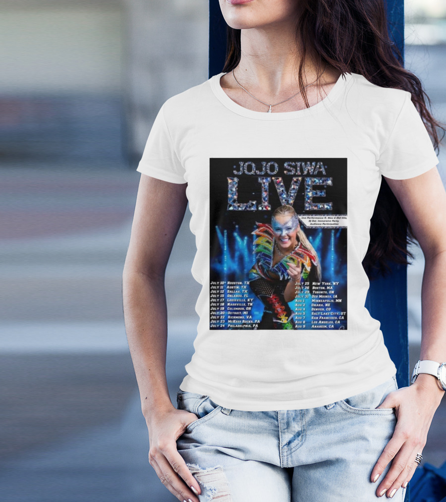 JoJo Siwa Live Tour 2025 Dates And Cities List Featuring Sparkling Costume And Interactive Experience T-Shirt
