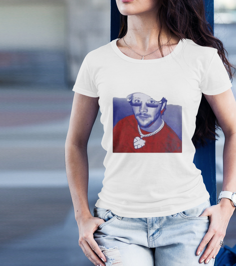 Josh Allen JA Sunglasses Blue Red Heart Necklace T-Shirt