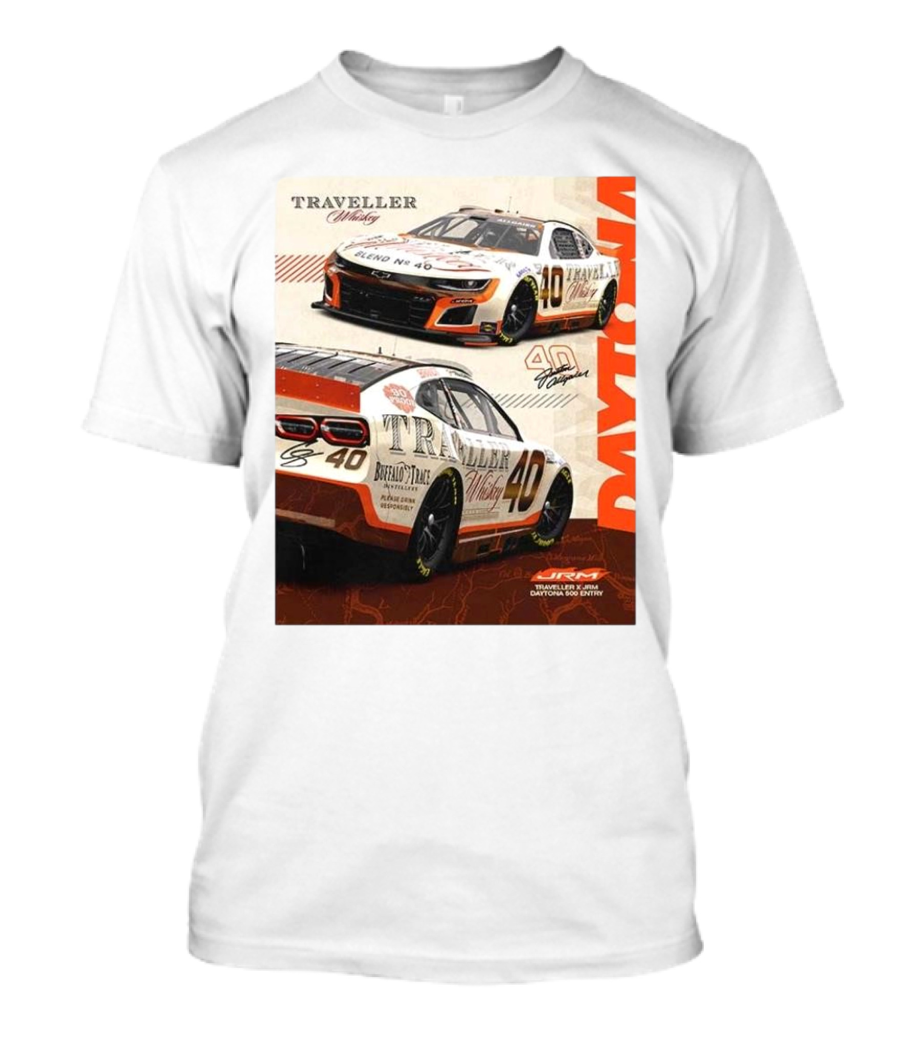Traveller Tennessee Whiskey Blend No 40 JRM Daytona 500 Entry Justin Allgaier Diecast T-Shirt