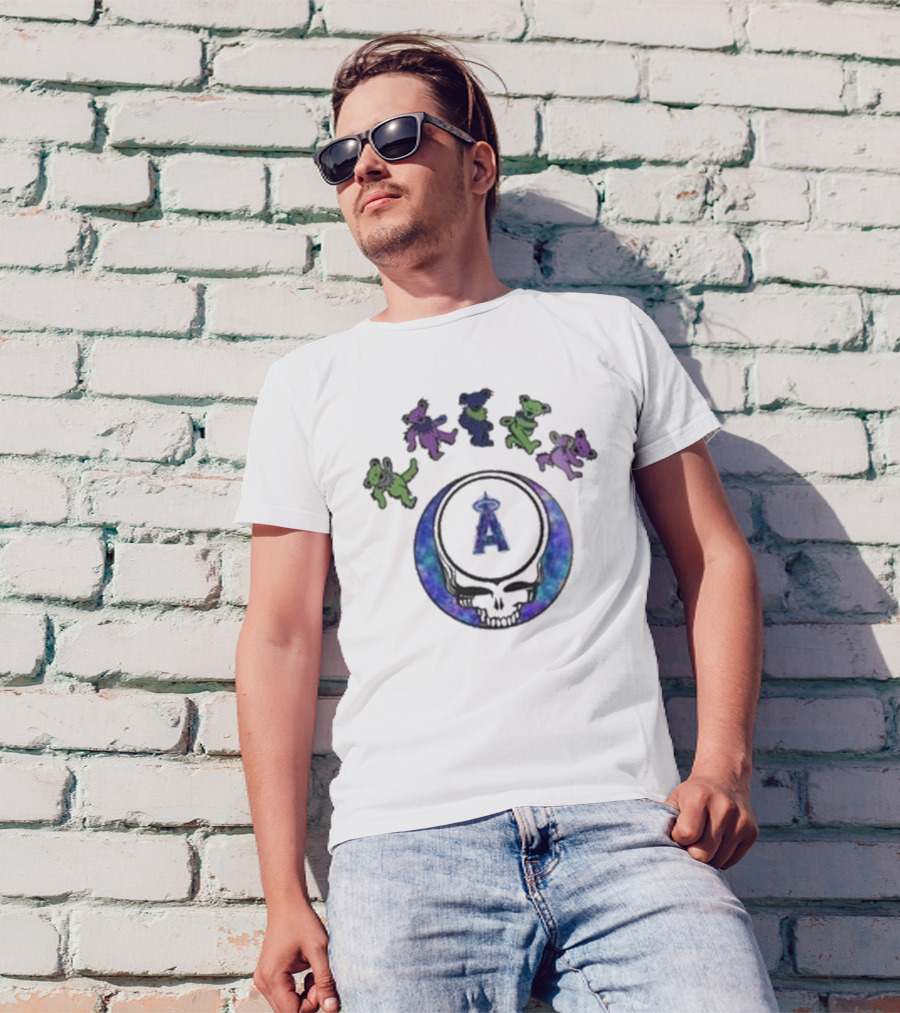 Los Angeles Angels 2025 Grateful Dead Skull Bears Night Baseball T-Shirt