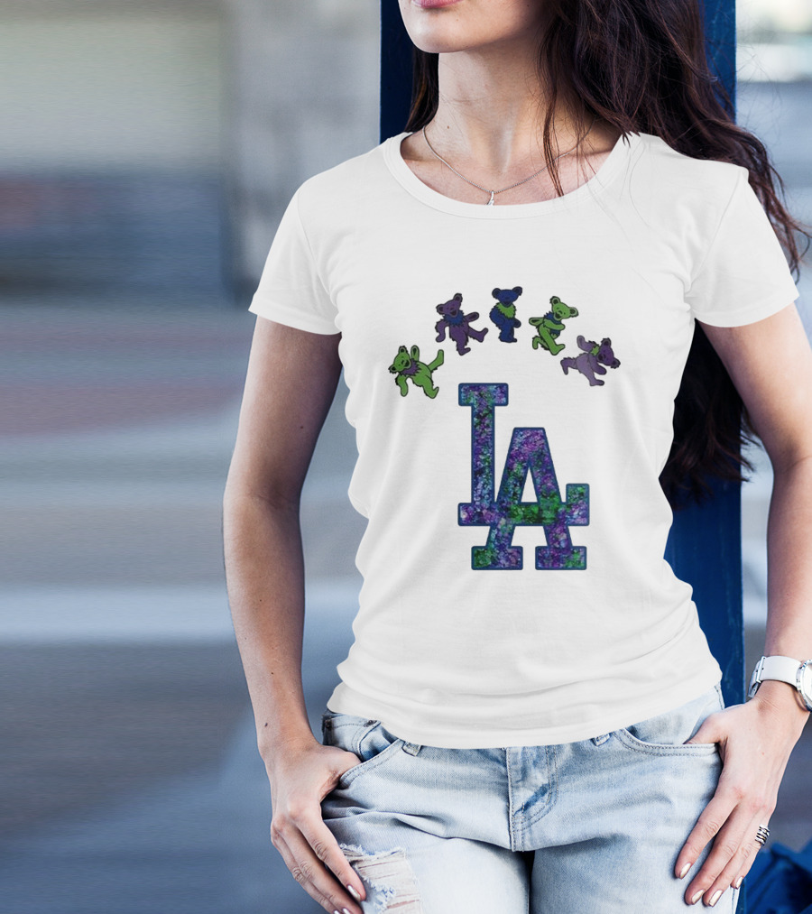 Los Angeles Dodgers Grateful Dead Night 2025 LA Logo Dancing Bears T-Shirt