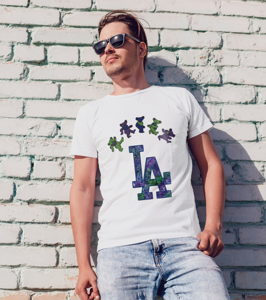 Los Angeles Dodgers Grateful Dead Night 2025 LA Logo Dancing Bears T-Shirt