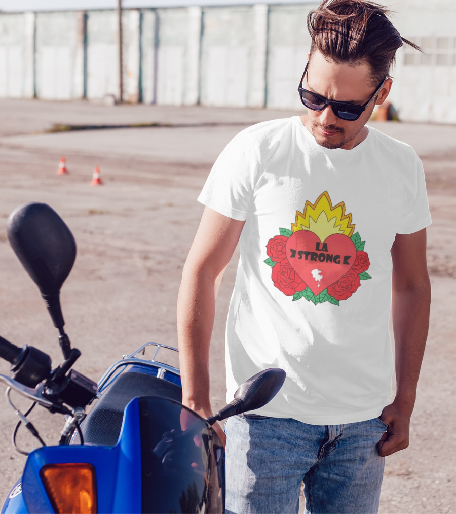 LA Strong Heart With Roses And Flames T-Shirt