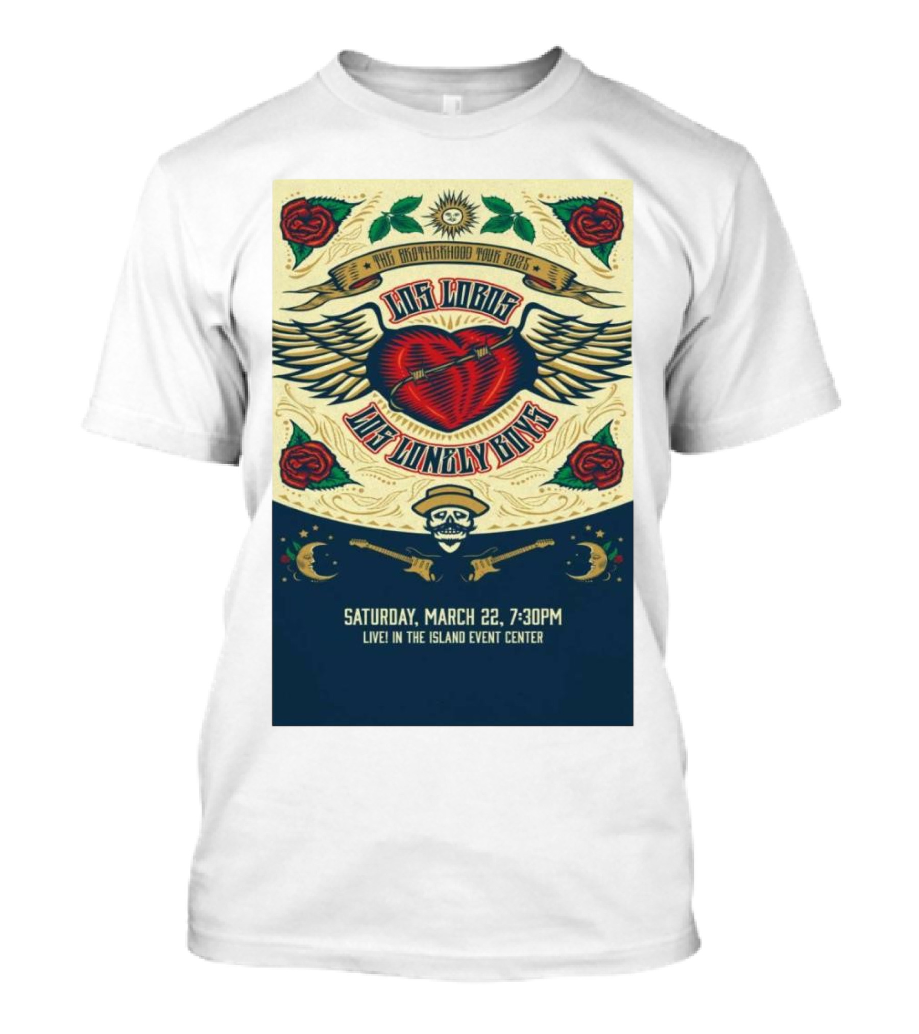 Los Lobos Los Lonely Boys The Brotherhood Tour 2025 Saturday March 22 Island Event Center T-Shirt