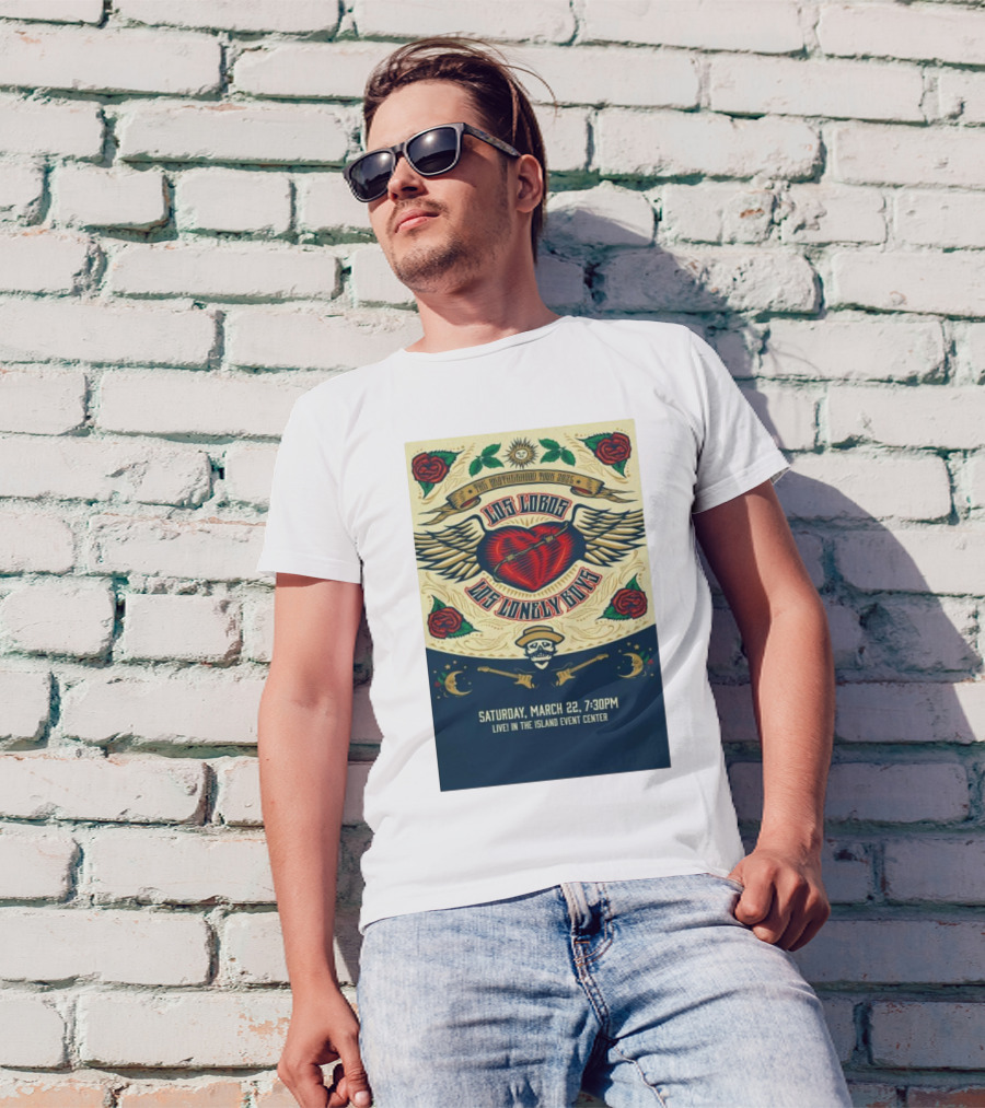 Los Lobos Los Lonely Boys The Brotherhood Tour 2025 Saturday March 22 Island Event Center T-Shirt