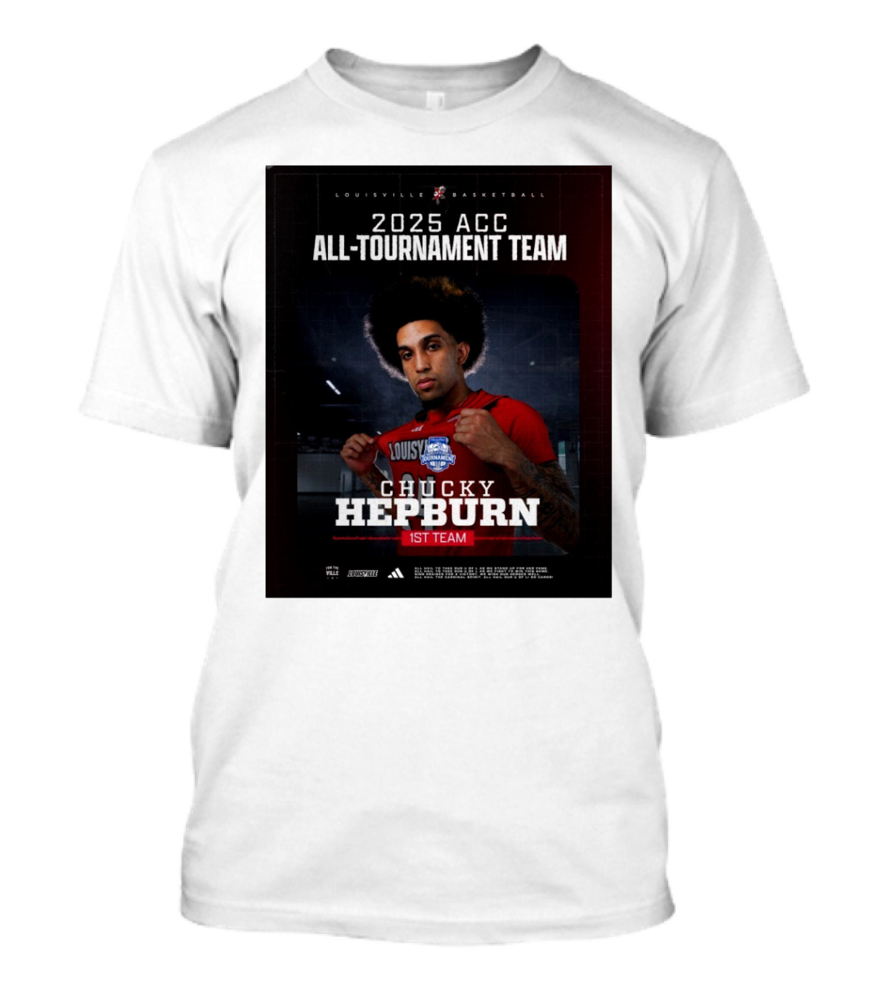Louisville Basketball 2025 ACC All-Tournament Chucky Hepburn 1st Team T-Shirt