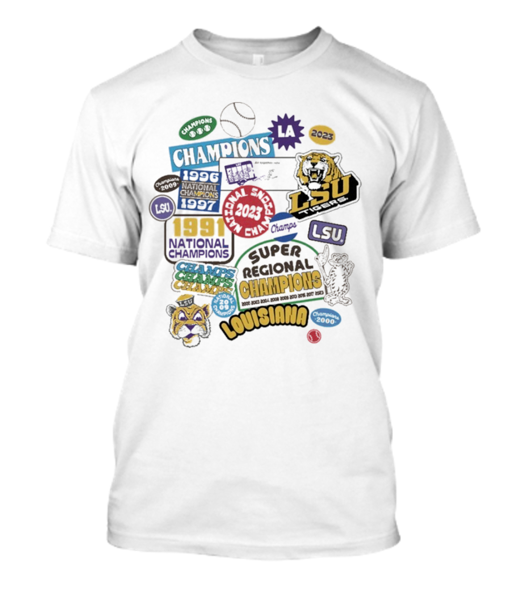 LSU Louisiana National Champions 1958 2003 2007 Super Regional College Omaha Lacrosse T-Shirt