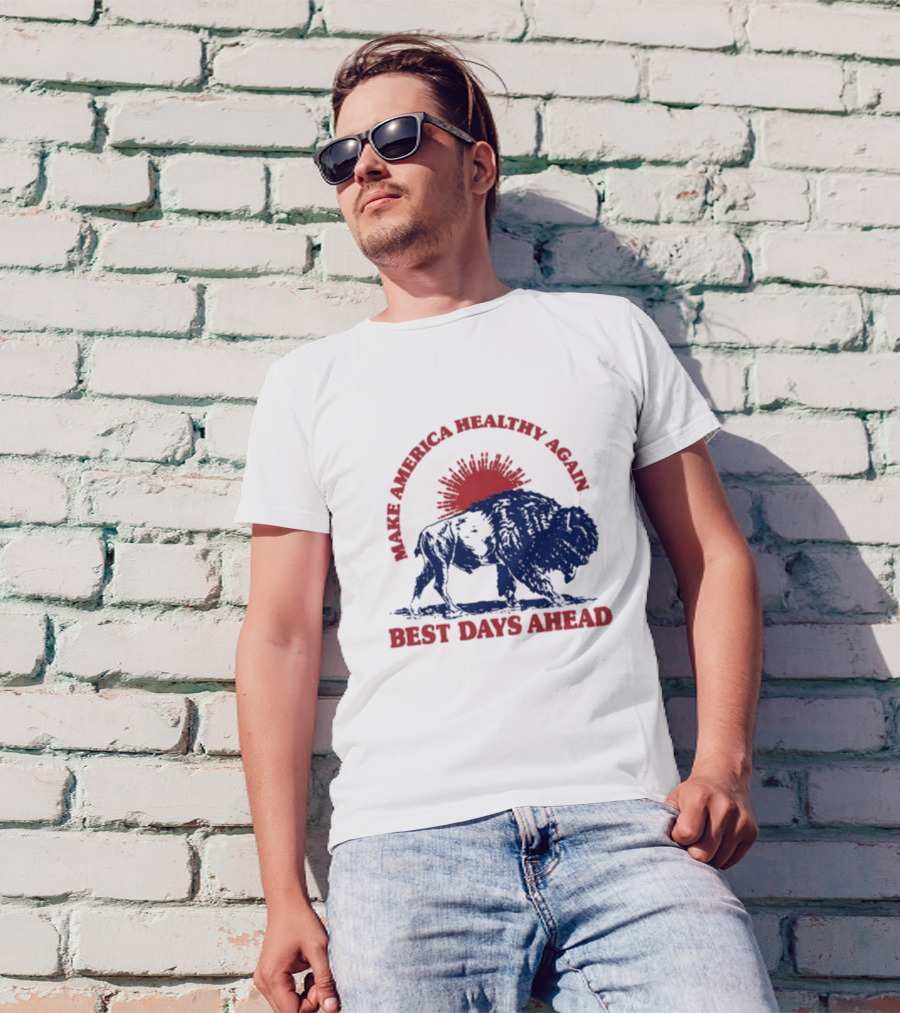 Make America Healthy Again Best Days Ahead Buffalo Bison Sunburst T-Shirt