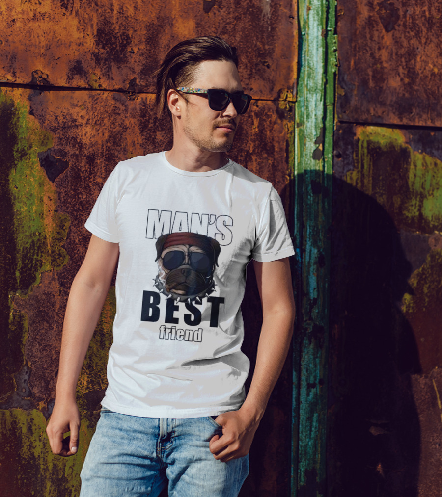 Man's Best Friend Bulldog With Bandana And Sunglasses T-Shirt