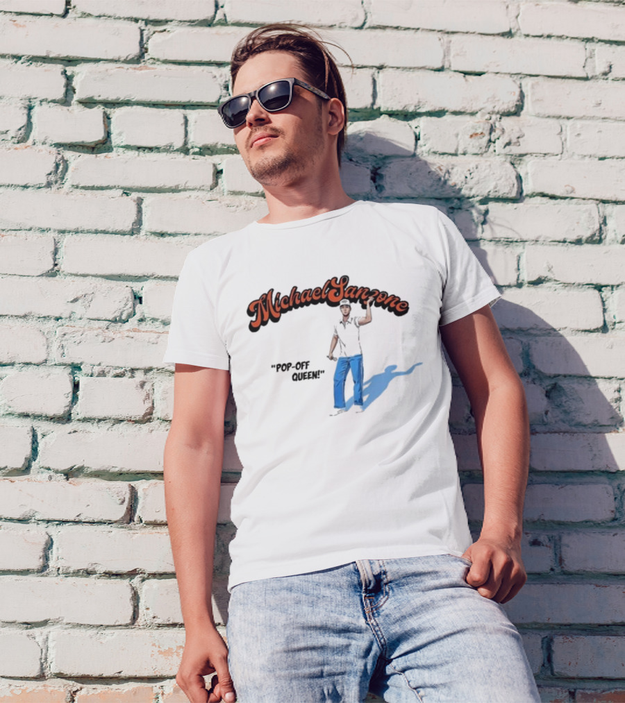 Michael Sanzone Pop-Off Queen Live On Tour Europe Blue Pants Black T-Shirt