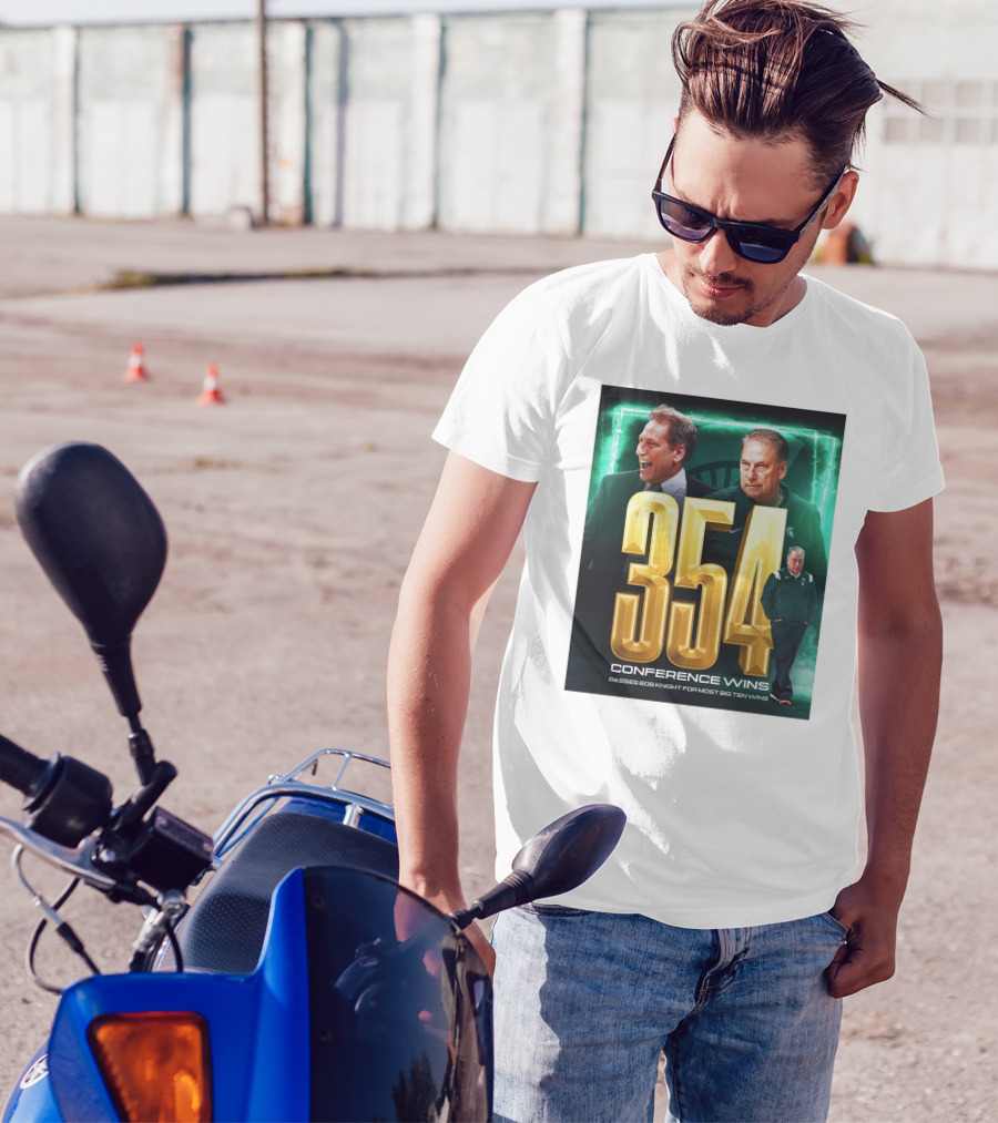 Michigan State Spartans Tom Izzo 354 Conference Wins Passes Bob Knight Most Big Ten Wins T-Shirt