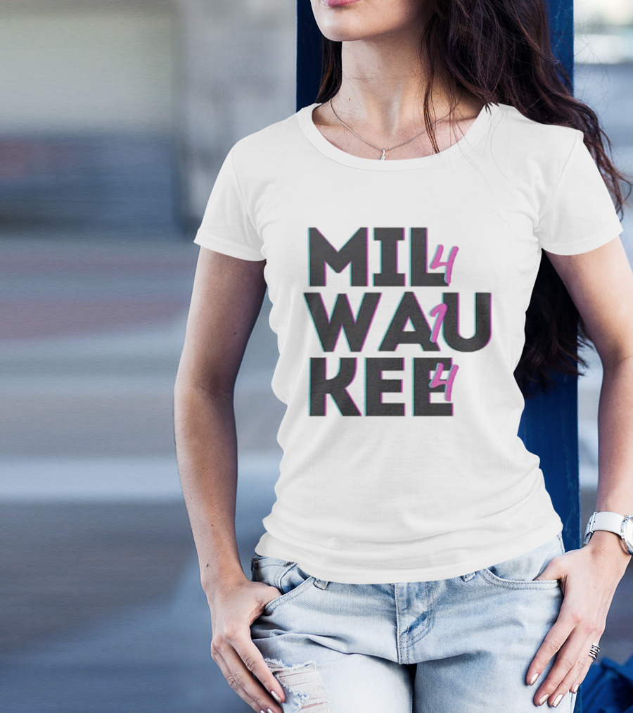 Milwaukee 414 Vintage Neon Typography Bold Statement T-Shirt