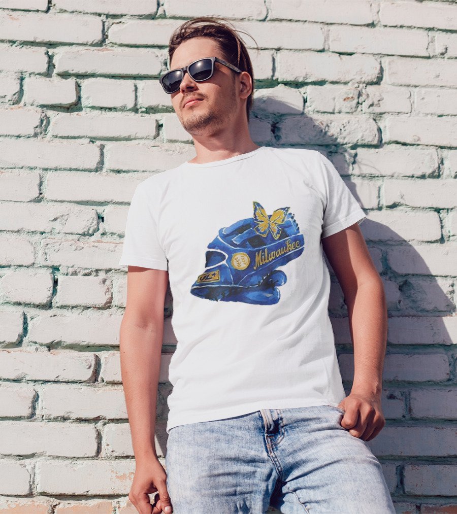 Milwaukee Brewers Hupy And Abraham Day Catcher's Mask With Butterfly And Key Symbols T-Shirt