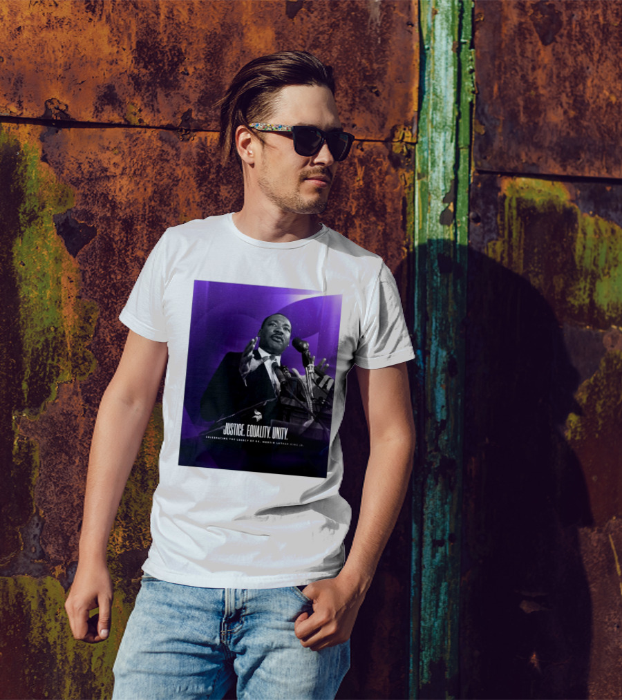 Justice Equality Unity Celebrating Dr. Martin Luther King Jr. Minnesota Vikings T-Shirt