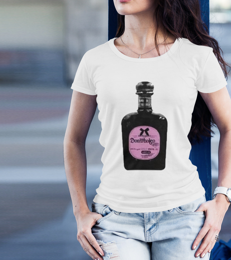 Monaleo Donwholeo Tequila Bottle Pink Label T-Shirt