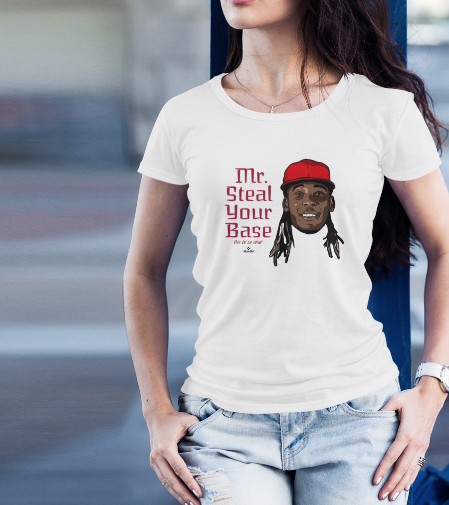 Mr Steal Your Base Elly De La Cruz Red Cap Portrait T-Shirt