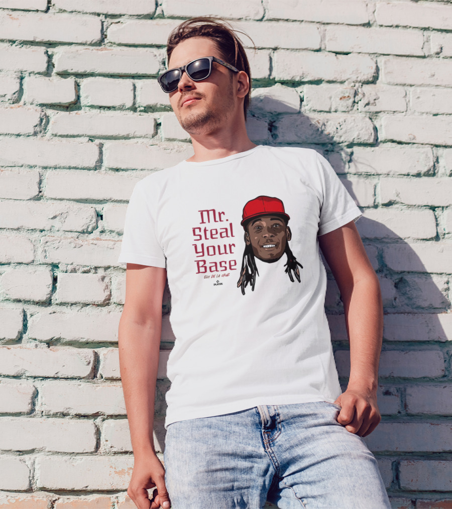 Mr Steal Your Base Elly De La Cruz Red Cap Portrait T-Shirt